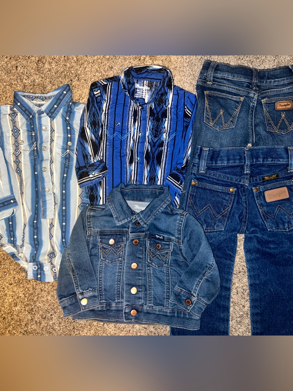 Wrangler Western Bundle Vintage Kids Baby Toddler Boys Pearl Snap Denim 9M 2T